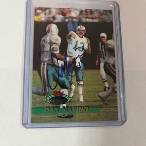 Topps Dan Marino Football Card with Green and White Autographed Card
